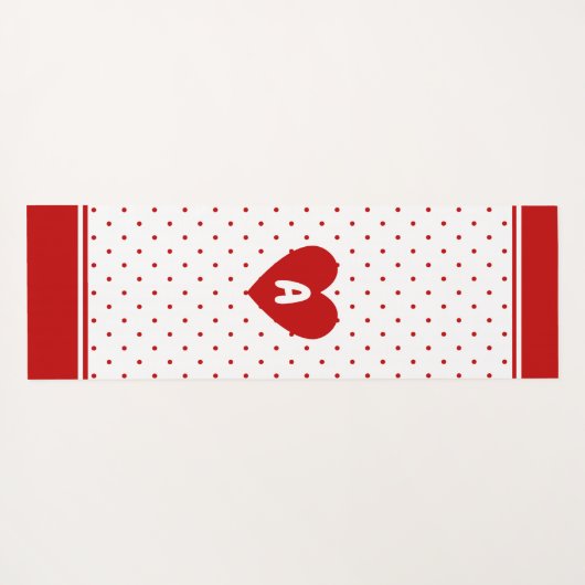 Custom Polka Dot Red White Background Monogram Yogamatte (Rückseite (Horizontal))