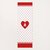 Custom Polka Dot Red White Background Monogram Yogamatte (Rückseite)