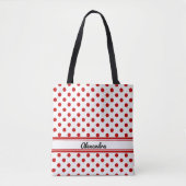 Custom Polka Dot Red White Background Tasche (Vorderseite)