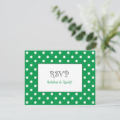 Custom Polka Dot Wedding RSVP Cards Karte (Stehend Vorderseite)