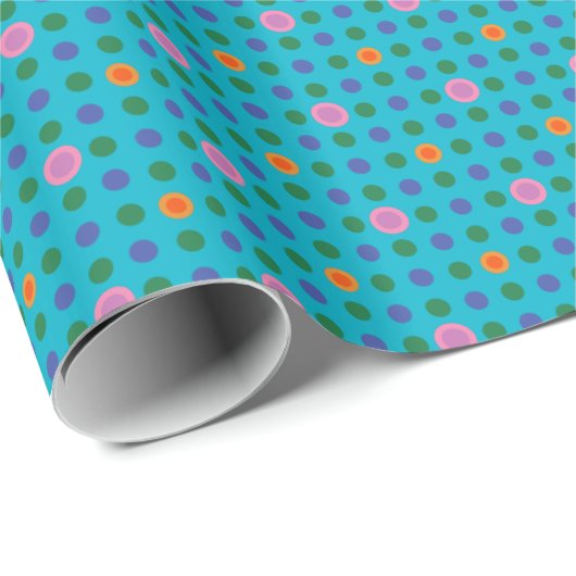 Custom Polka Dots Fish in Sea Wrapping Paper Geschenkpapier (Rolleneckpunkt)