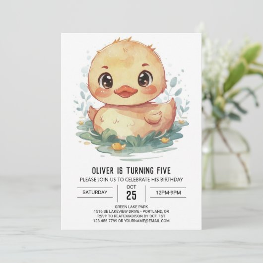 Custom Pond Duck Birthday Einladung (Stehend Vorderseite)