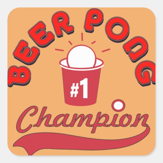 Custom Pong Pong Offiziell League Ball Quadratischer Aufkleber (Vorderseite)