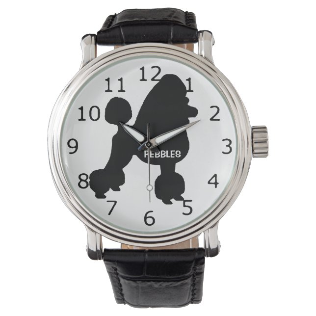 CUSTOM Poodle Hund Silhouette Armbanduhr (Vorderseite)