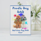 Custom Poodle Papa Hund Bester Crazy Dog Vater Dankeskarte (Stehend Vorderseite)