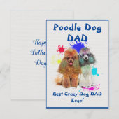 Custom Poodle Papa Hund Bester Crazy Dog Vater Dankeskarte (Vorne/Hinten)