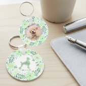 Custom Poodle Photo with Mint Green Floral Wreath Schlüsselanhänger