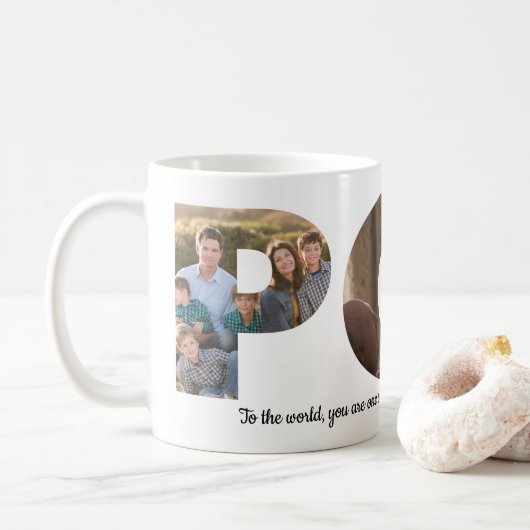 Custom POP 3 Foto Collage Quote Vatertag Kaffeetasse (Mit Donut)