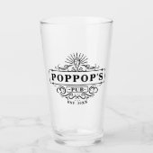 Custom Poppop's Pub Year Etabliertes Glas (Vorderseite)
