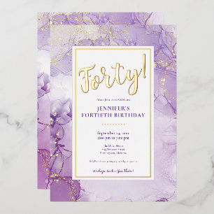 CUSTOM - Porter Lavender & Gold Foil Geburtstag Folieneinladung