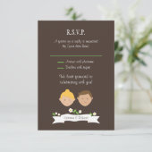 Custom Portrait (Blonde / Brünett) Wedding RSVP Einladung (Stehend Vorderseite)