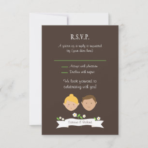 Custom Portrait (Blonde / Brünett) Wedding RSVP Einladung