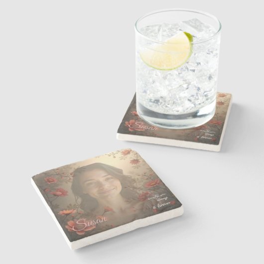 Custom Portrait for Her – Personalized Photo Gift Steinuntersetzer (Seitenansicht)