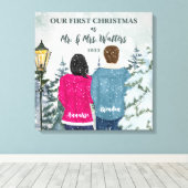 Custom Portrait Unser erstes Verheiratetes Weihnac Leinwanddruck (Insitu (Holzboden))