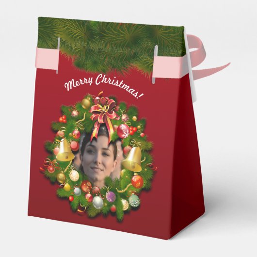 Custom Portrait Xmas Wreath Geschenkschachtel (Rückseite)