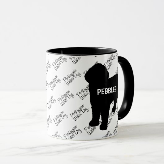 CUSTOM Portugiesischer Wasserhund Silhouette Tasse (VorderseiteRechts)