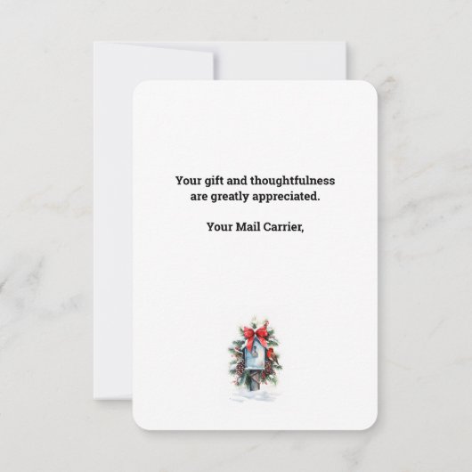 Custom Postal Woman Letter Carrier Weihnachten Dankeskarte (Rückseite)