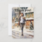 Custom Postal Woman Letter Carrier Weihnachten Dankeskarte (Vorderseite)