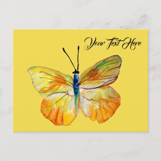Custom Postcard, Yellow Butterfly Wassercolor art Postkarte (Vorderseite)