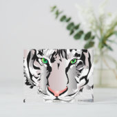CUSTOM POSTCARDS- TIGER-WHITE/GRAU POSTKARTE (Stehend Vorderseite)