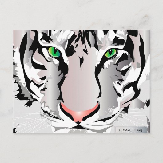 CUSTOM POSTCARDS- TIGER-WHITE/GRAU POSTKARTE (Vorderseite)