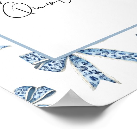 Custom Poster with Pretty Blue Bows Design (Ecke)
