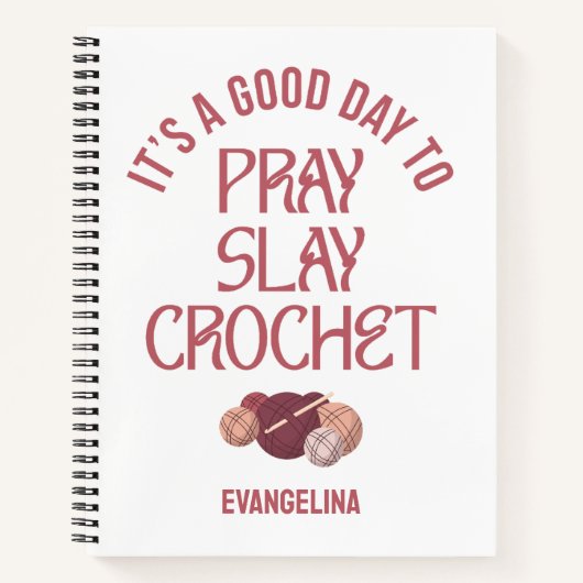 Custom PRAY SLAY CROCHET Christian Craft Projects Notizblock (Vorderseite)