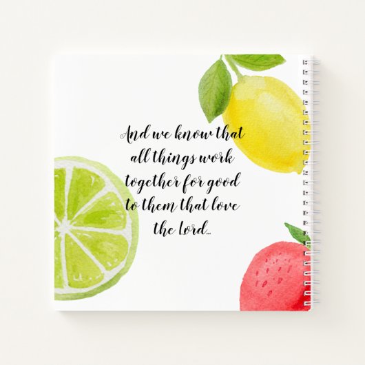 Custom Prayer Journal Custom Romans 8:28 Notizblock (Rückseite)