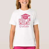 Custom Pre-K Grad Chekered und Cap for Girls Pink T-Shirt (Vorderseite)