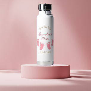 Custom Pregnancy Announction Girl Footprints Trinkflasche