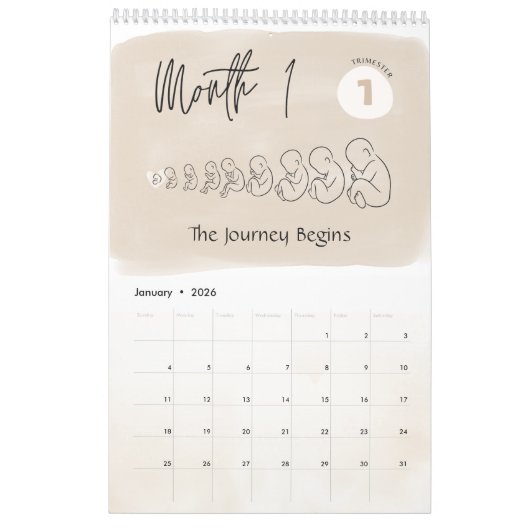 Custom Pregnancy Calendar, 9 Months Maternity Kalender (Jan 2026)