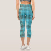 Custom preppy aqua blue turquoise horse tartan capri leggings (Rückseite)