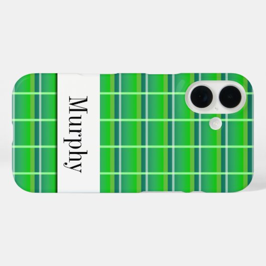 Custom Preppy Green Kariert iPhone Case (Rückseite (Horizontal))