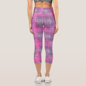 Custom preppy pink purple horse tartan capri leggings (Rückseite)