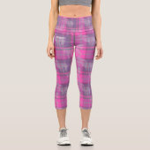 Custom preppy pink purple horse tartan capri leggings (Vorderseite)