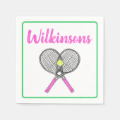 Custom Preppy Pink Tennis Racquets Cocktail Party Serviette (Vorderseite)