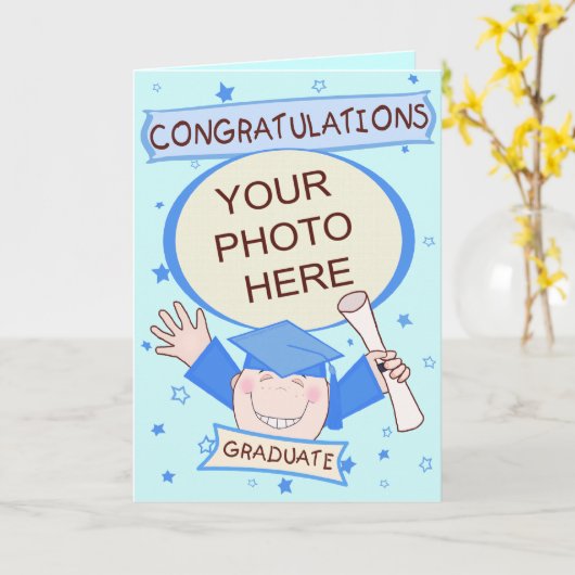 Custom Preschool / Kindergarten Boy Graduation Karte (Gelbe Blume)