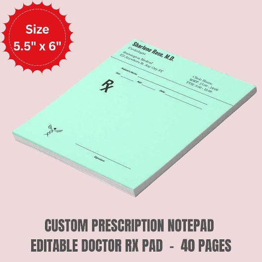 Custom Prescription Notepad – Editable Doctor RX Notizblock