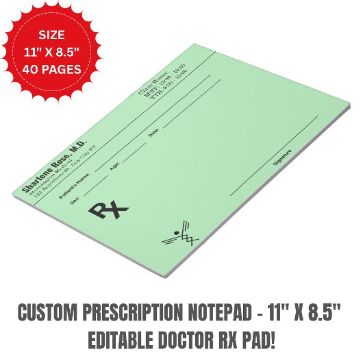 Custom Prescription Notepad – Editable Doctor RX  Notizblock