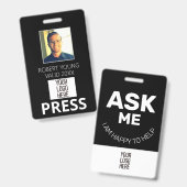 Custom PRESS - Foto Pass - Name ID ID Abzeichen Ausweis (Vorder- & Rückseite)
