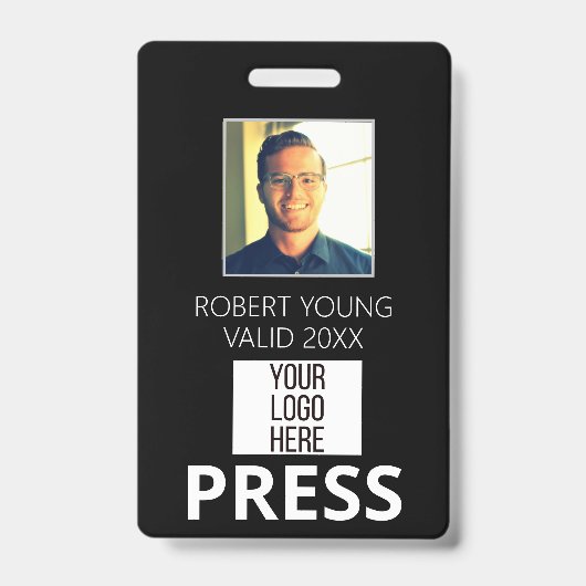 Custom PRESS - Foto Pass - Name ID ID Abzeichen Ausweis (Vorderseite)