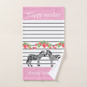 Custom pretty zebra standing with strawberry Pink Badhandtuch Set (Handtuch)
