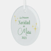 Custom Primera Navidad Ornament Aus Glas (Vorderseite links)