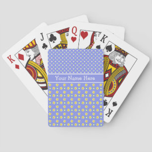 Custom Primroses Playing Cards: Polka Dots, Blau Spielkarten
