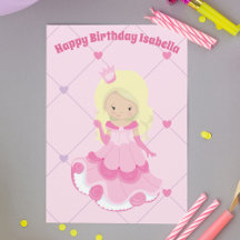 Custom Princess Hübsch Pink Blonde Girl Geburtstag