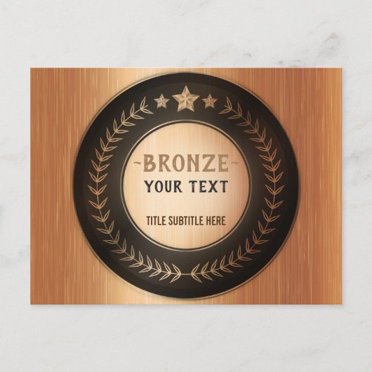 CUSTOM PRINT DIY MEDAL Bronze ADD IHR LOGO bearbei Ankündigungspostkarte (Vorderseite)