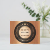 CUSTOM PRINT DIY MEDAL Bronze ADD IHR LOGO bearbei Ankündigungspostkarte (Stehend Vorderseite)