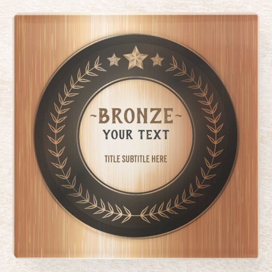 CUSTOM PRINT DIY MEDAL Bronze Champion EDITABLE Glasuntersetzer (Vorderseite)