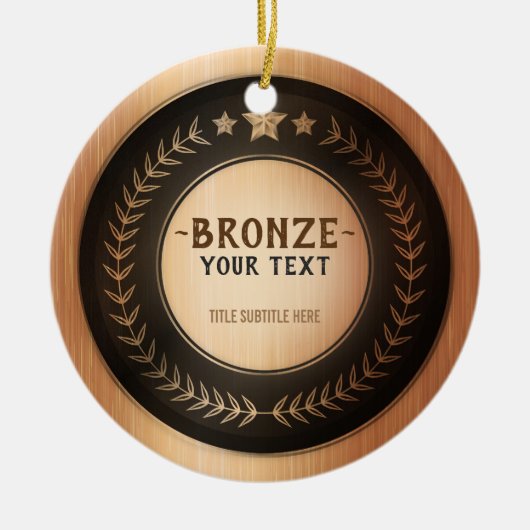 CUSTOM PRINT DIY MEDAL Bronze Champion EDITABLE Keramik Ornament (Vorne)