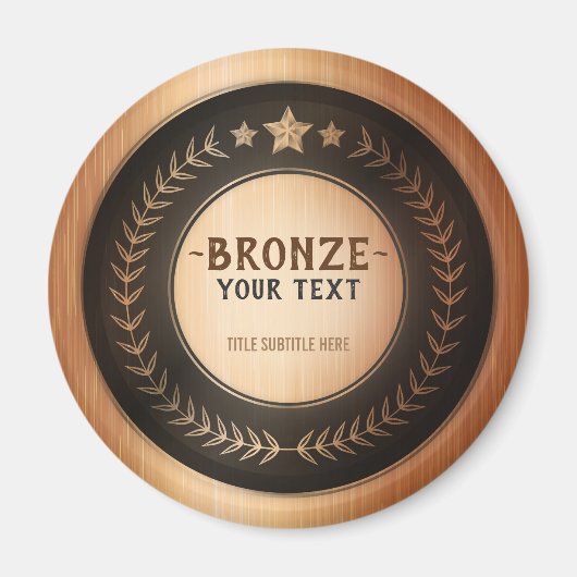 CUSTOM PRINT DIY MEDAL Bronze Champion EDITABLE Magnet (Vorne)